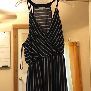 Navy blue and white stripped dress.